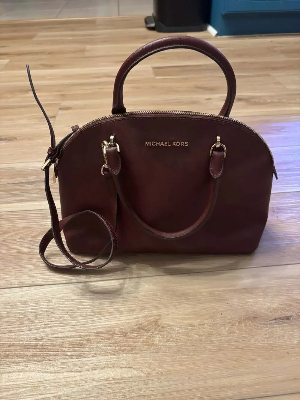 Michael Kors Saffiano Leather Medium Dome Satchel Crossbody Bag